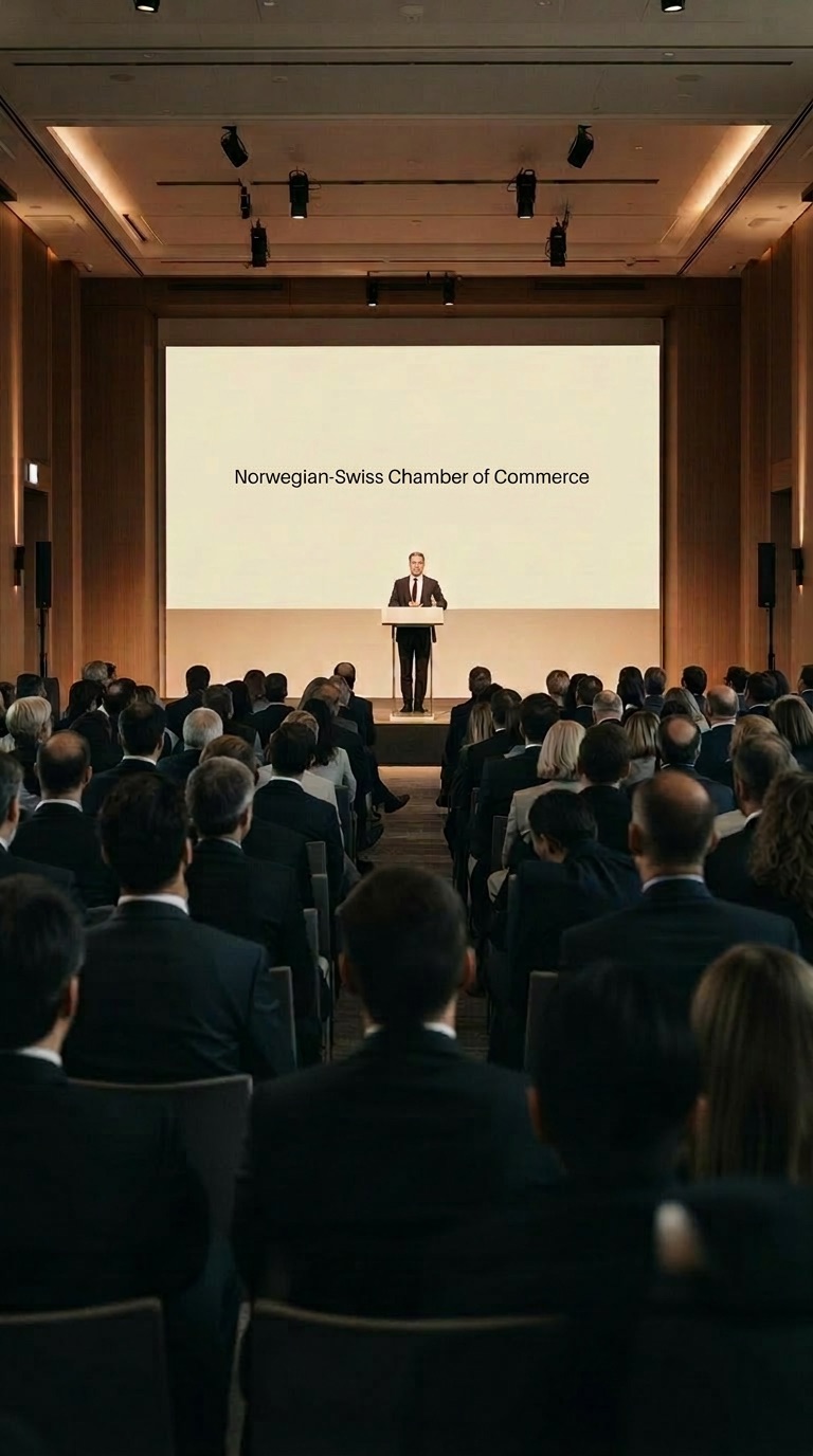 Audience at a Norwegian-Swiss Chamber of Commerce conference